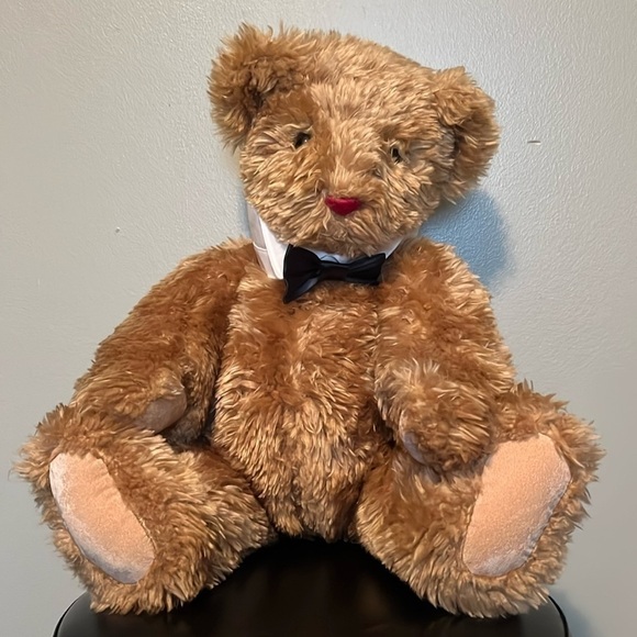 Vermont Teddy Bear Company, 15” Classic Bow Tie Bear, brown fur, fully jointed - Picture 2 of 7